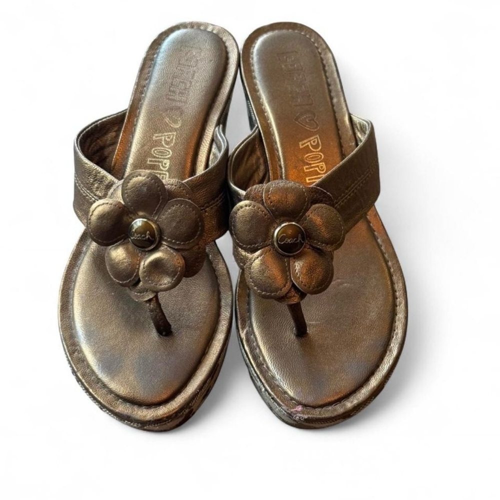 Coach Metallic Flower Sandals
